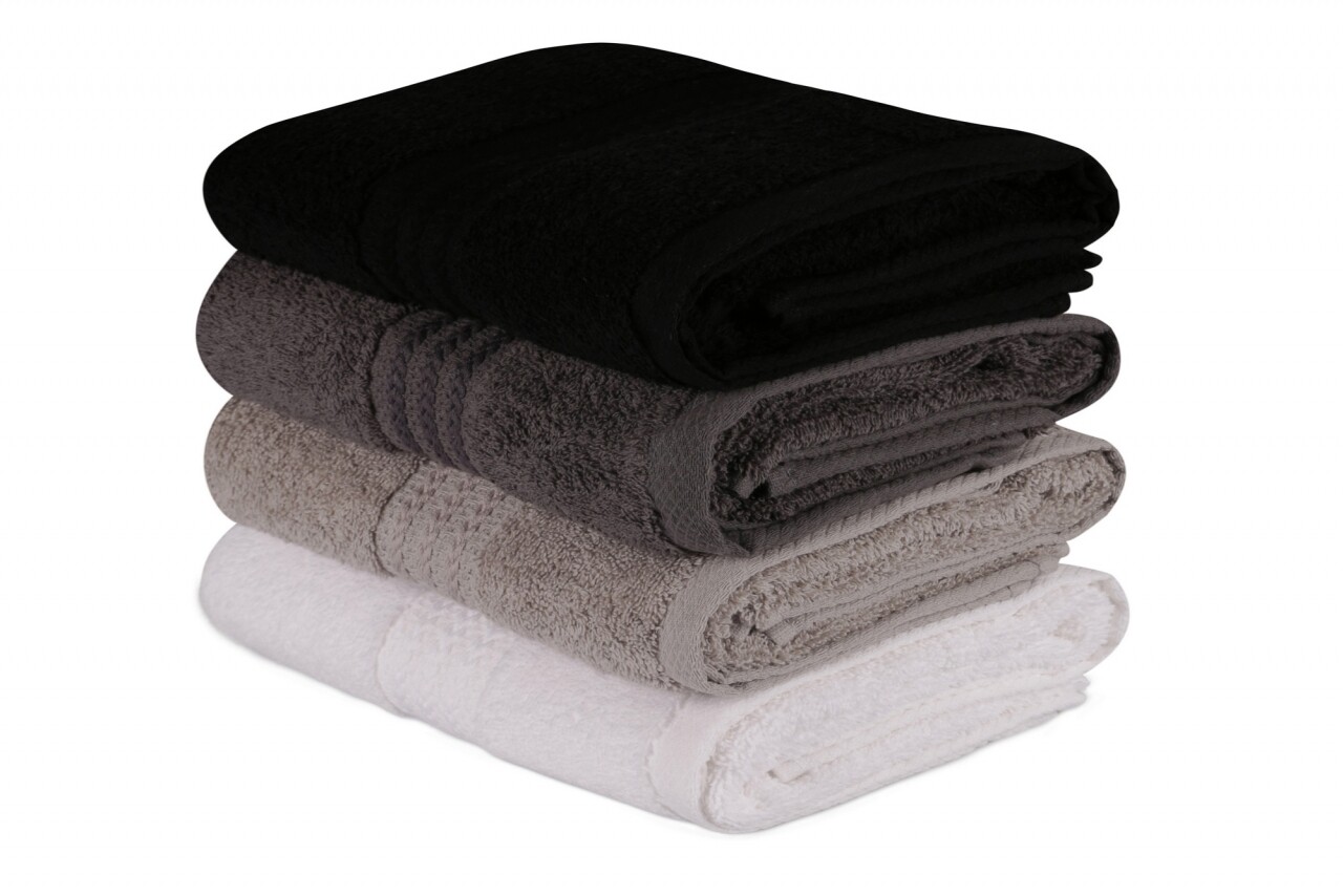 Set 4 prosoape de baie Moon, Hobby, 50 x 90 cm, 100% bumbac, alb/gri/negru - imagine 5